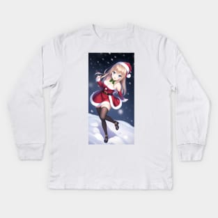 Santa Girl Kids Long Sleeve T-Shirt